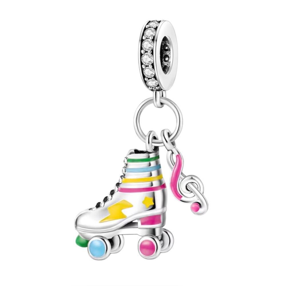 Silver Roller Skate Charm Pandora Style